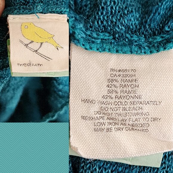 Yellow Bird Forest Green Ramie Blend Knit Open Front Cardigan - Picture 5 of 5